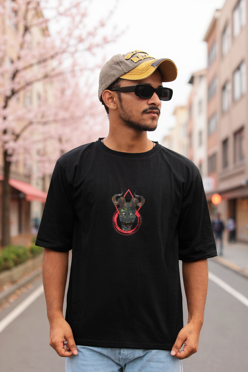 Men's Infernal Decay Printed Oversized T-shirt