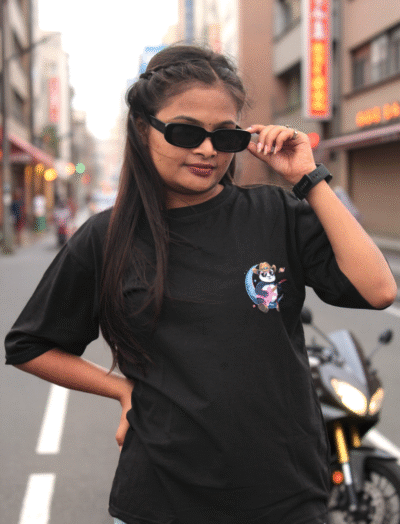 Women's Panda Graphic Printed Oversized T-shirt
